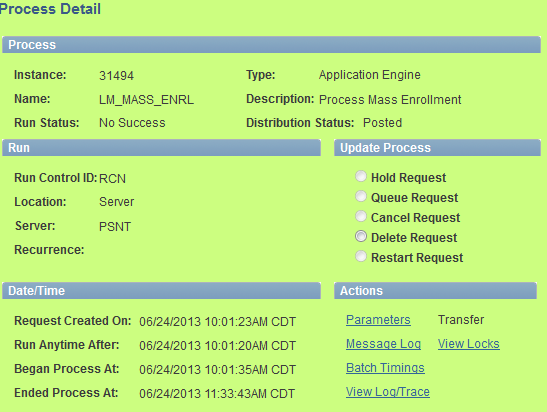 Schnappschuss zu ungenutzter Fehler in Oracle