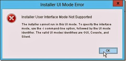 installer user interface mode not supported nx