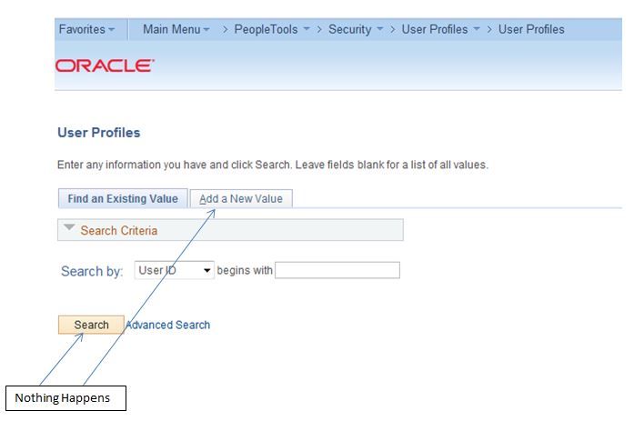 search or add a new value not working in peoplesoft
