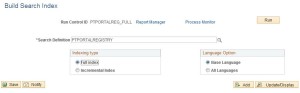 PeopleSoft SES Build Search Index