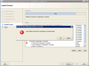 INS-20802 Oracle Net Configuration Assistant Failed