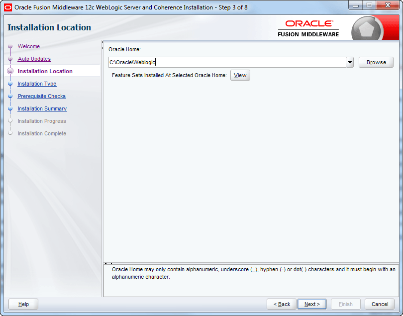 declare oracle weblogic home