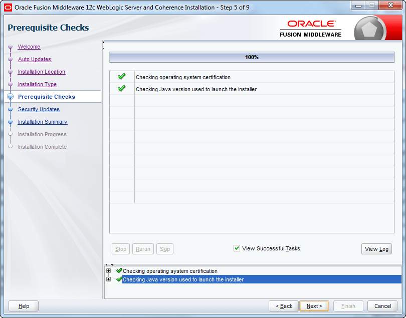 oracle weblogic installation pre-requisites check