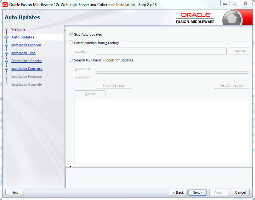 oracle weblogic skip auto updates