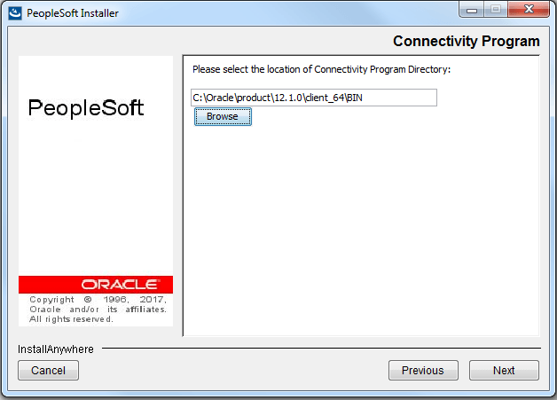 peopletools 8.56 location of database connectivity software