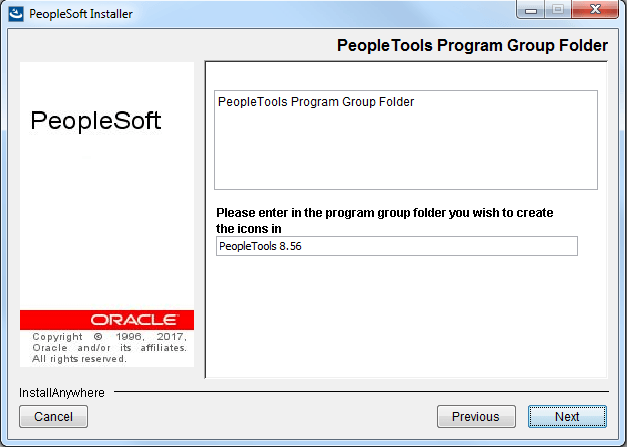 provide program group folder name for peopletools icons