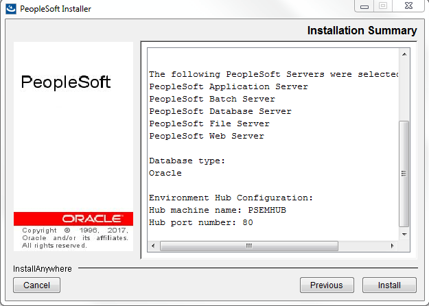 review peopletools install settings