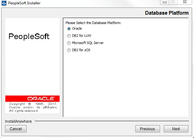 select database platform for peopletools 8.56