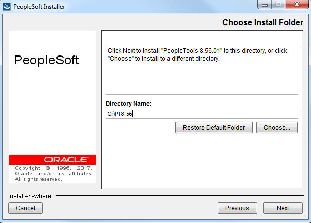 select install folder for peopletools 8.56