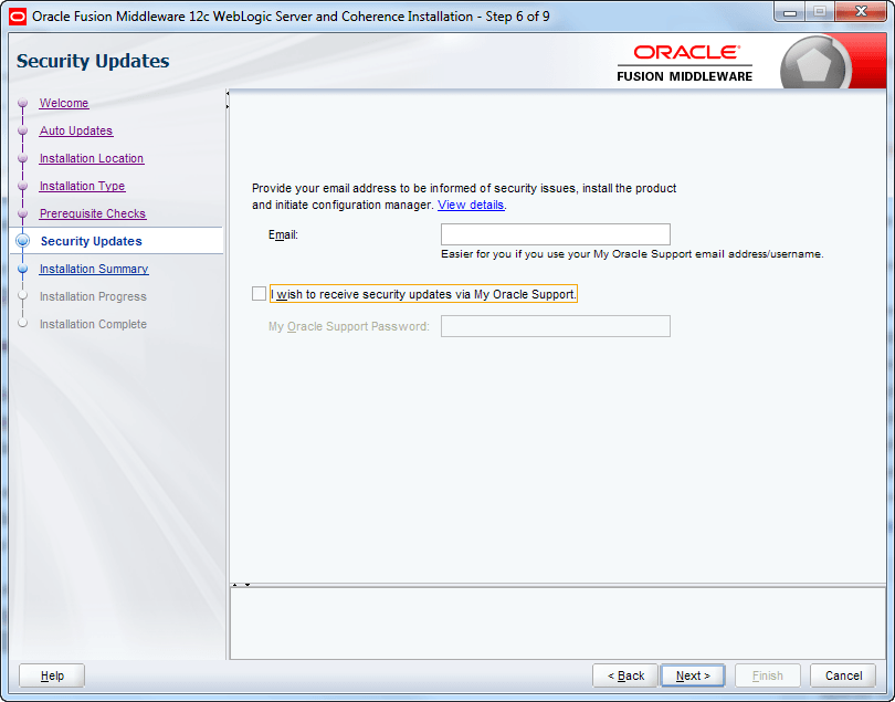 skip email address for oracle weblogic