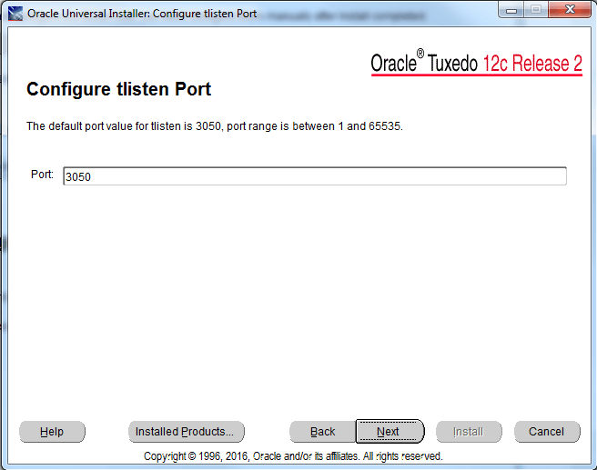 tslisten configuration port