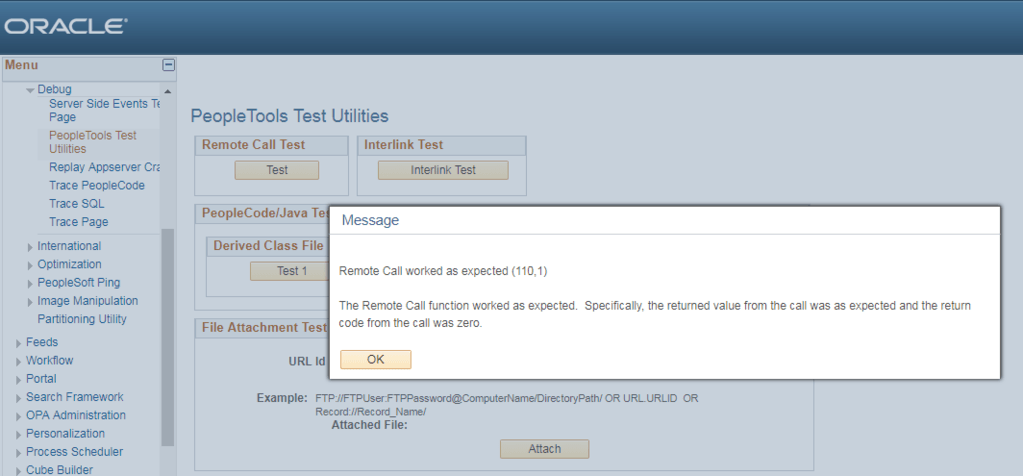peoplesoft remote call test