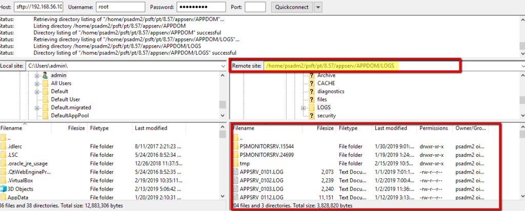 filezilla log file location