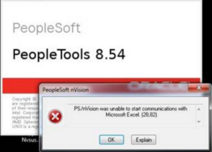 PS/nVision was unable to start communications with Microsoft Excel