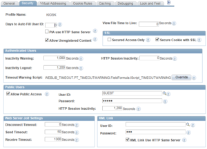 KIOSK Web Profile Security Features