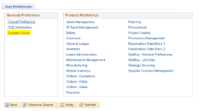 Definer user preferences process group